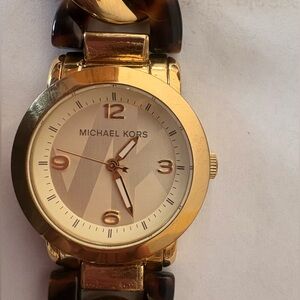 Michael Kors Gold Tone and Tortoise-Link Women's Watch